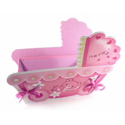 STOCK OFFERTA: 48 Sacchetti portaconfetti con cavallini e biberon rosa con cesto espositore carrozzina