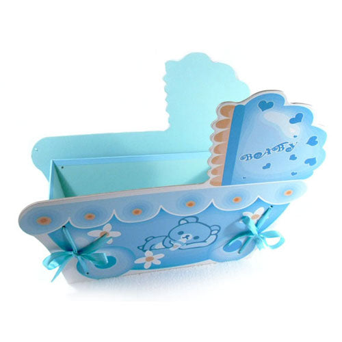 Cesto espositore per bomboniere carrozzina azzurra