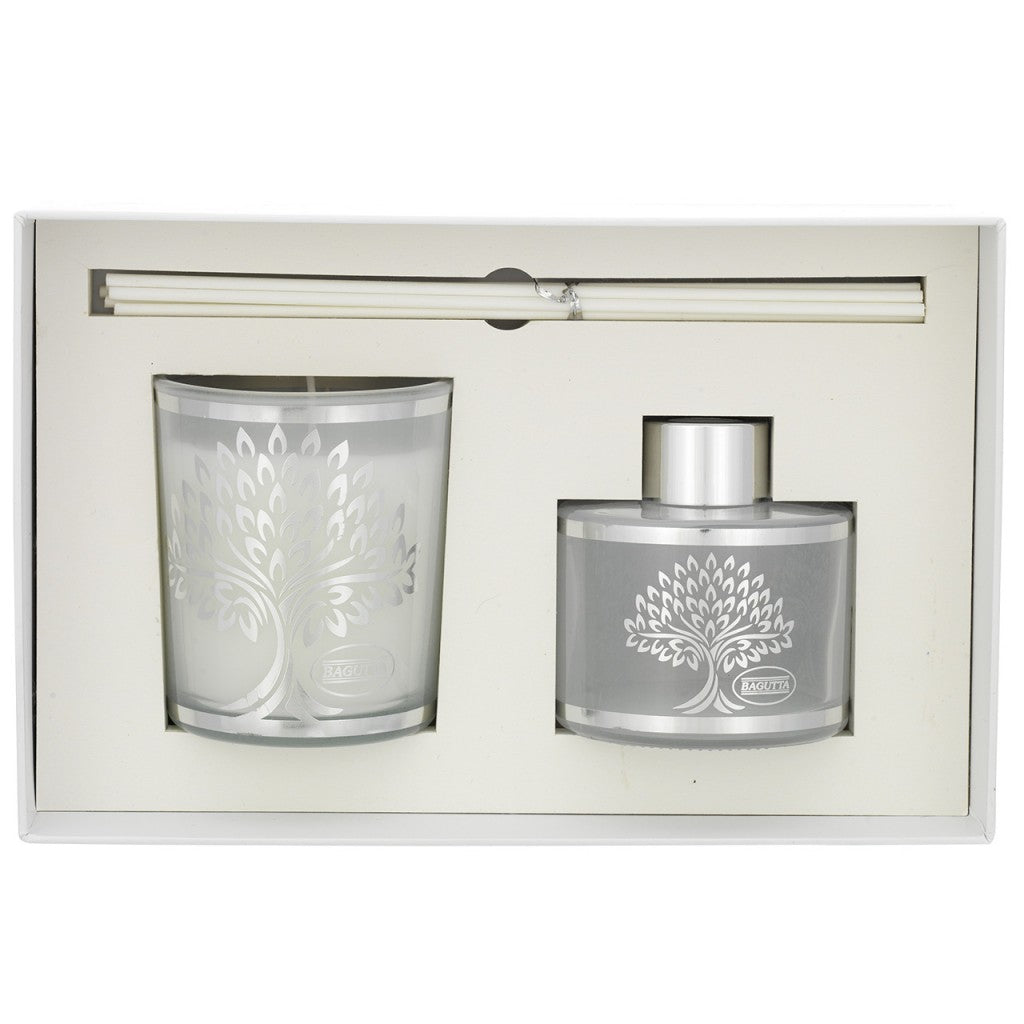 Cofanetto coordinato bianco con profumatore e candela aromatizzata