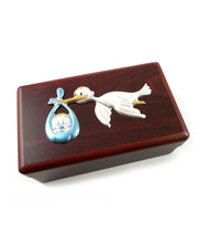 cofanetto legno cicogna azzurra