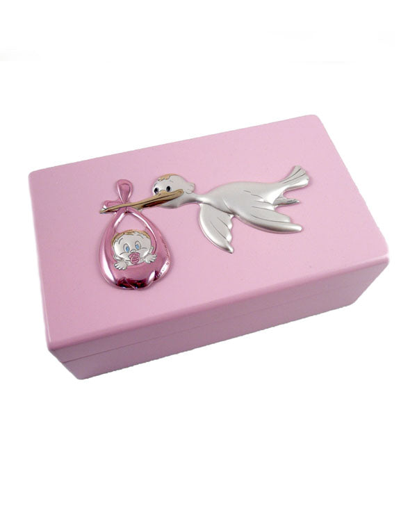 cofanetto legno rosa cicogna