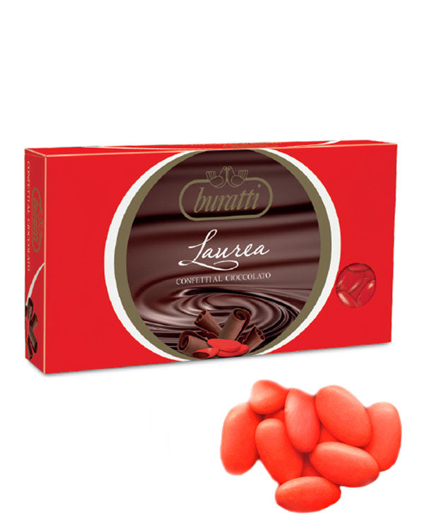 Confetti rossi al cioccolato fondente per Laurea – Bomboniere Infinity