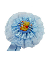 fiocco nascita azzurro con Winnie the Pooh in porcellana