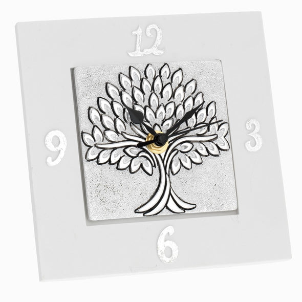 Orologio da tavolo quadrato con albero della vita con spighe
