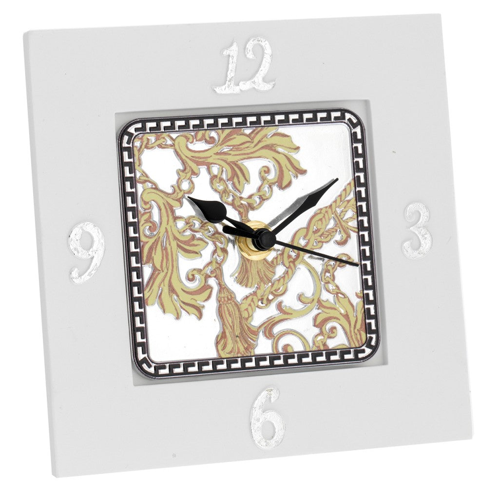 Le Maioliche Bagutta decoro catene ocra: Orologio da tavolo quadrato