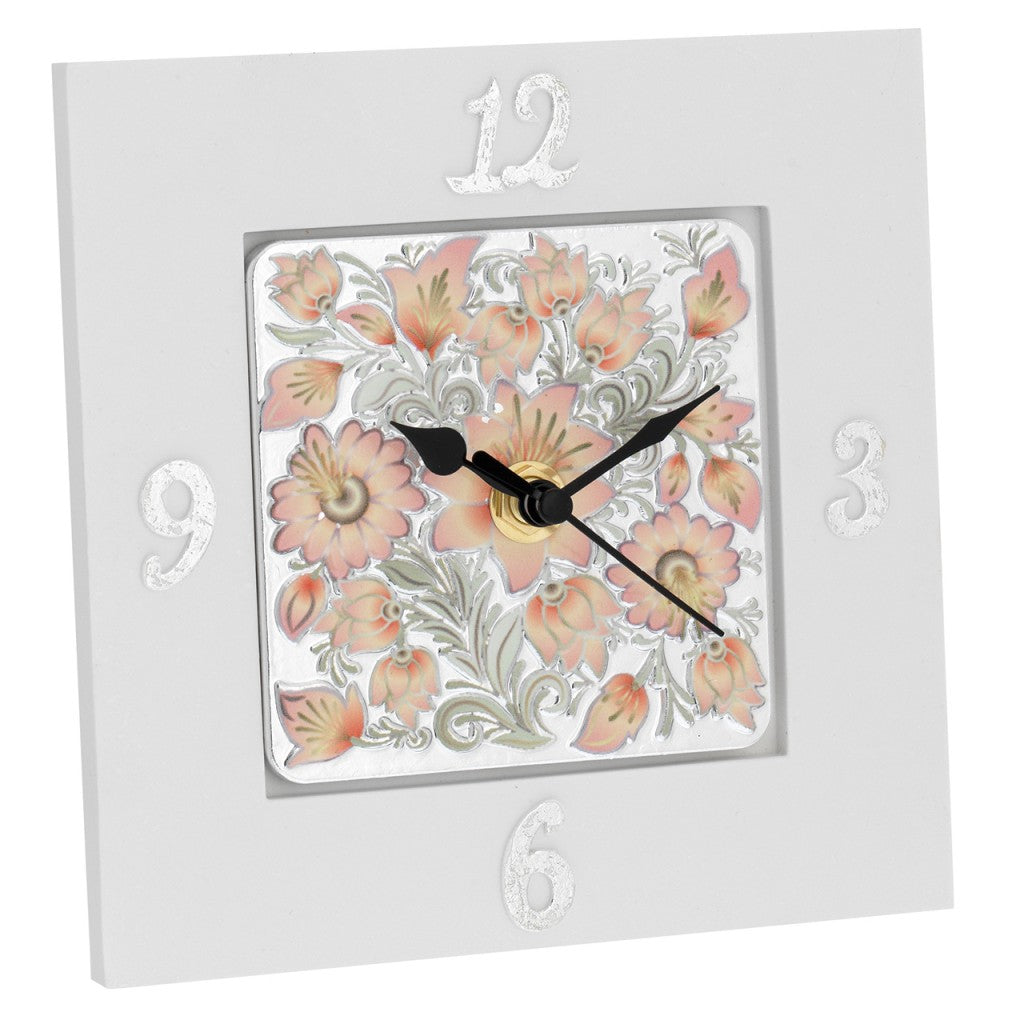 Le Maioliche Bagutta decoro cipria: Orologio da tavolo quadrato