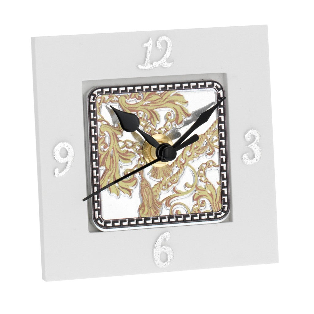 Le Maioliche Bagutta decoro catene ocra: Orologio da tavolo quadrato