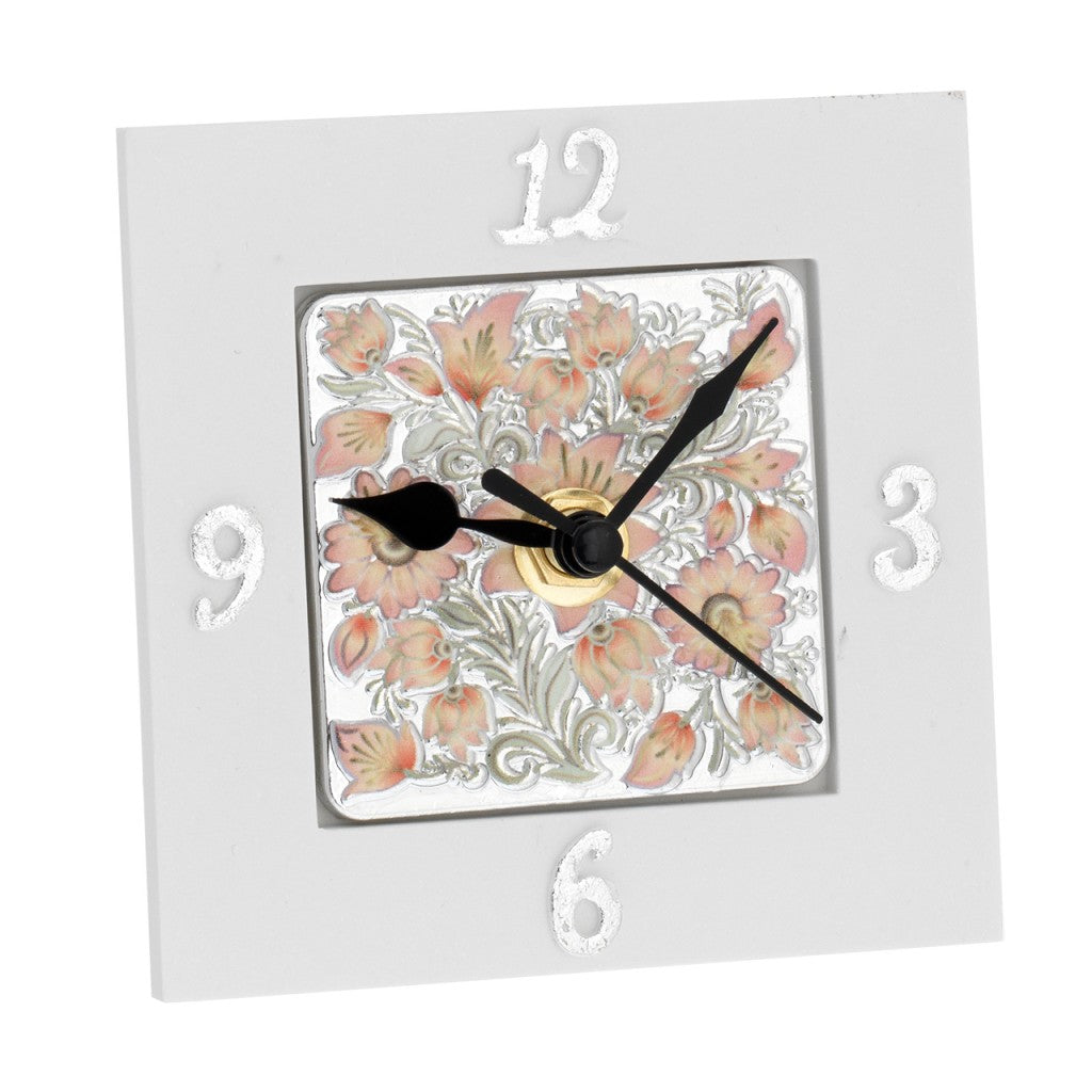 Le Maioliche Bagutta decoro cipria: Orologio da tavolo quadrato