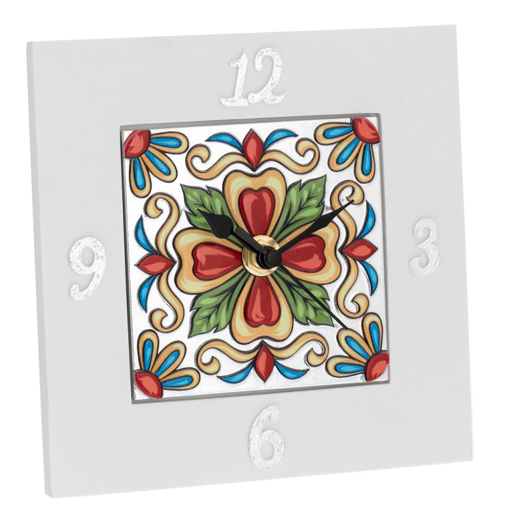 Le Maioliche Bagutta decoro rosso: Orologio da tavolo quadrato