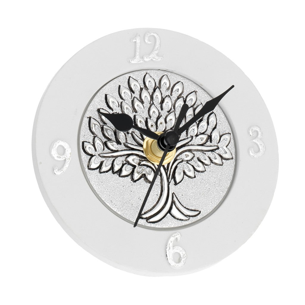 Orologio da tavolo tondo con albero della vita con spighe