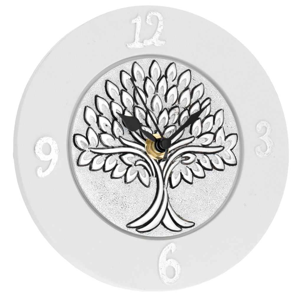Orologio da tavolo tondo con albero della vita con spighe