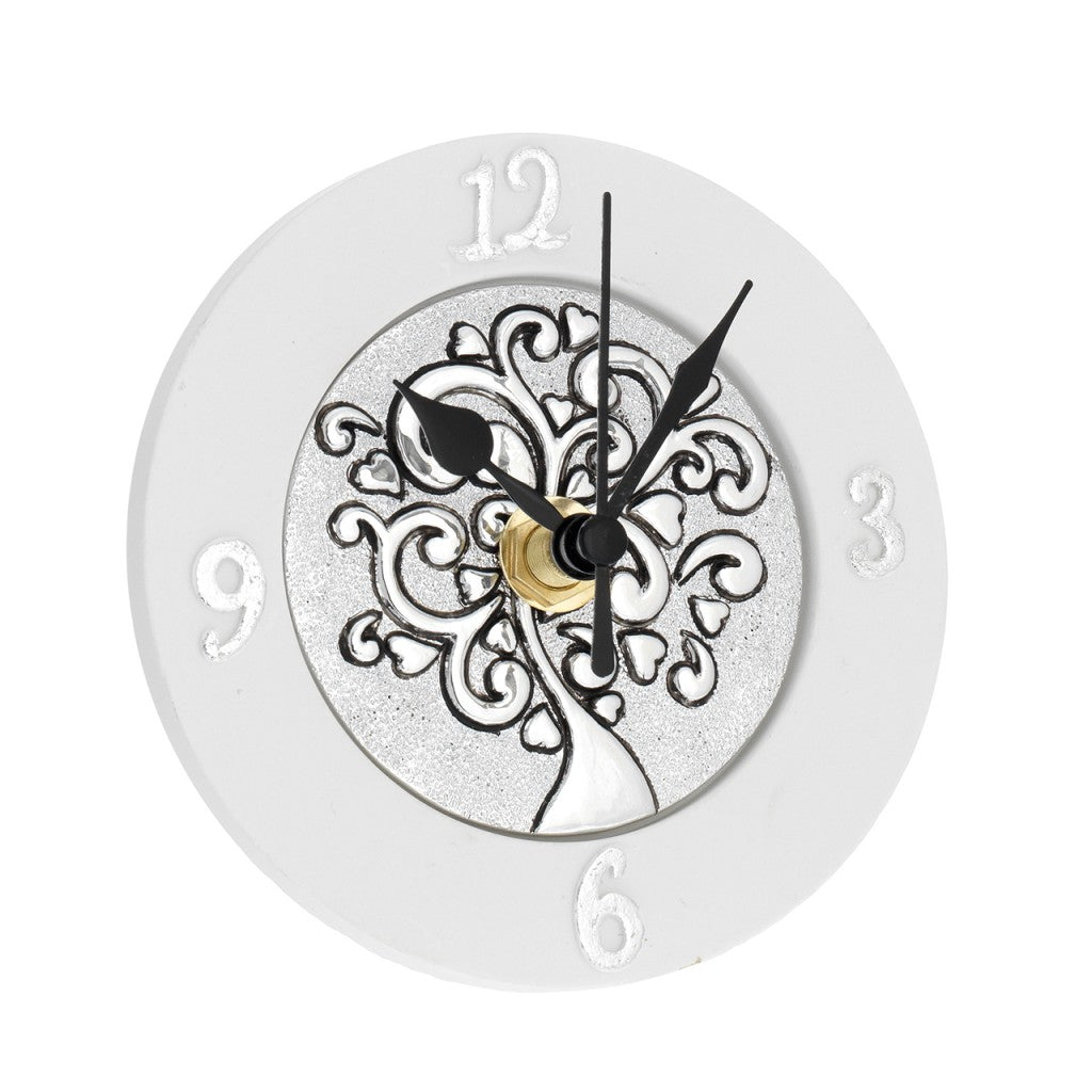 Orologio da tavolo tondo con albero della vita con cuori