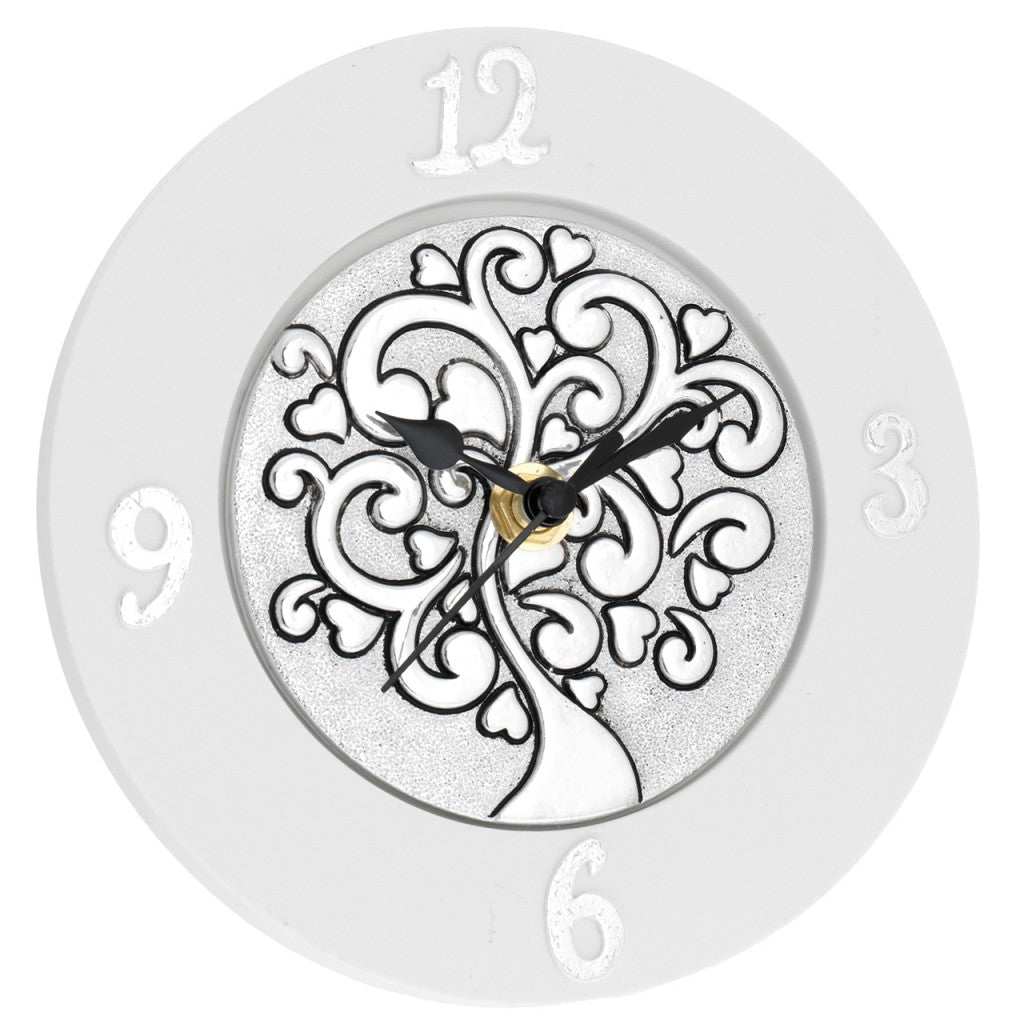 Orologio da tavolo tondo con albero della vita con cuori