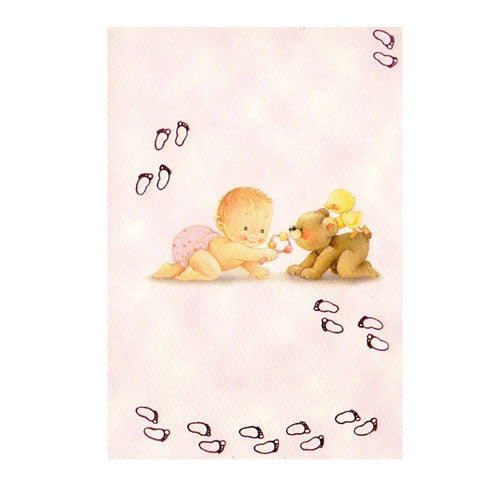 Partecipazione invito bimba con orsetto, 10 pz con busta