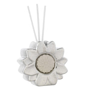 diffusore di profumo per ambienti in porcellana argentata a forma di fiore essenza legnetti e confezionamento bomboniera