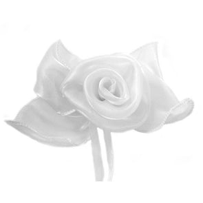 Stock 42 rose bianche organza con fiocco e nastrini