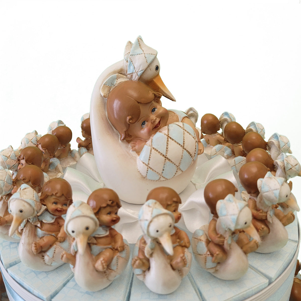 Torta bomboniera con cicogna e bimbo