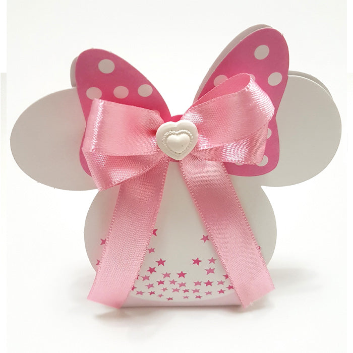 Scatolina porta confetti Topolino e Minnie Disney per nascita e Battesimo, stock da 25 pezzi