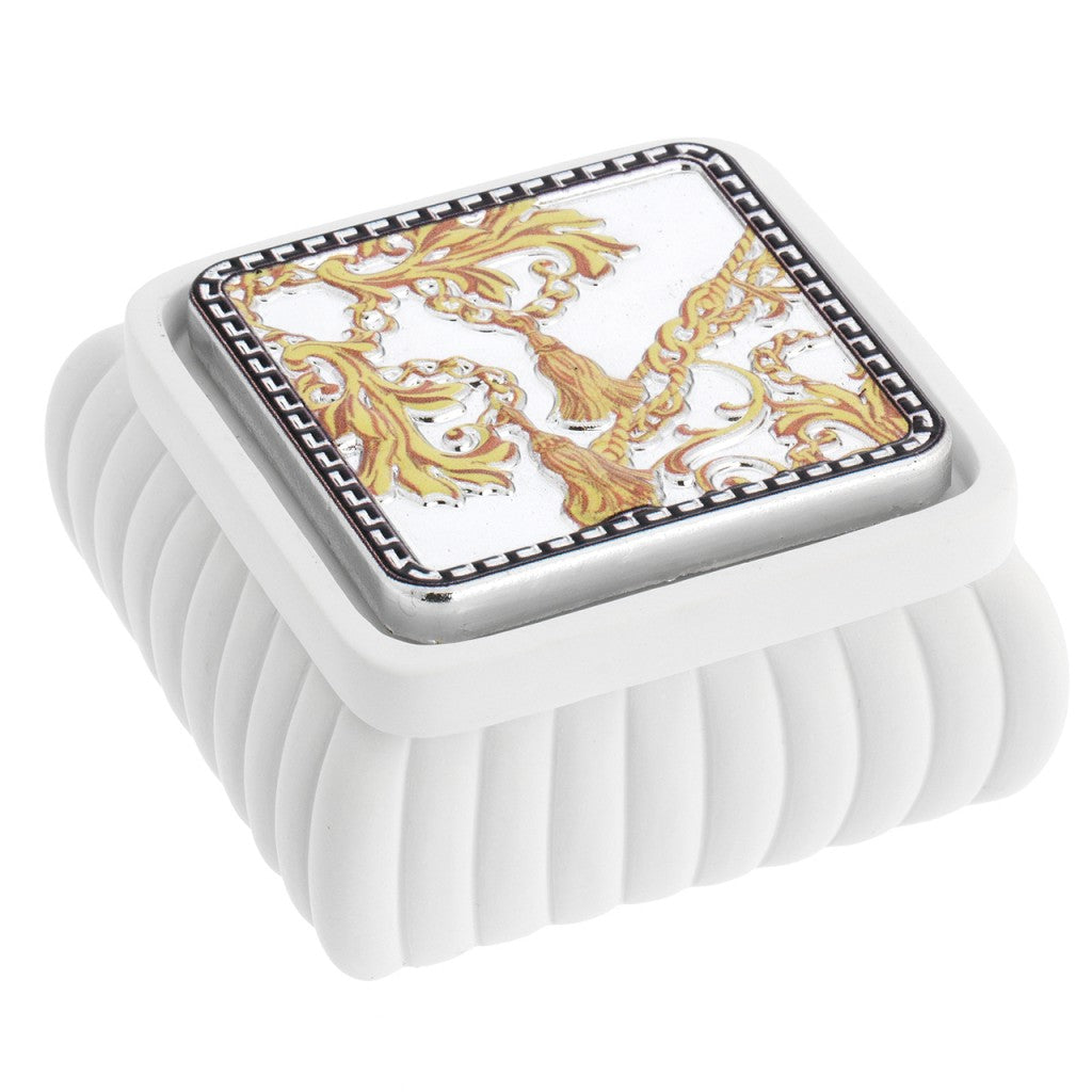 Le Maioliche Bagutta decoro catene ocra: Scatolina festoni