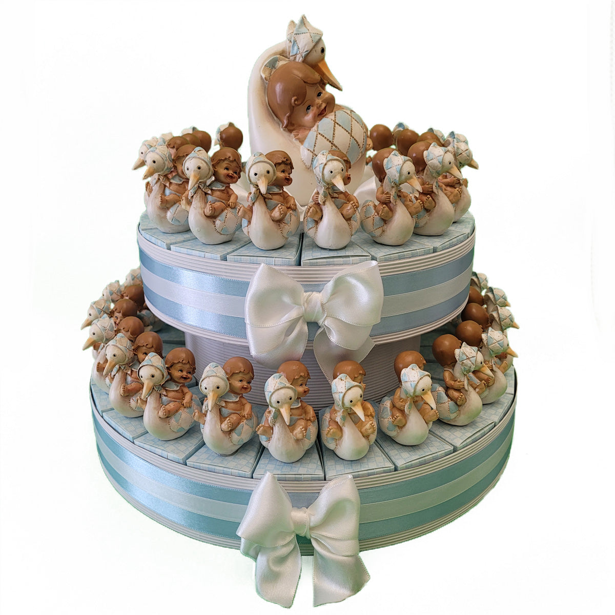 Torta bomboniera con cicogna e bimbo