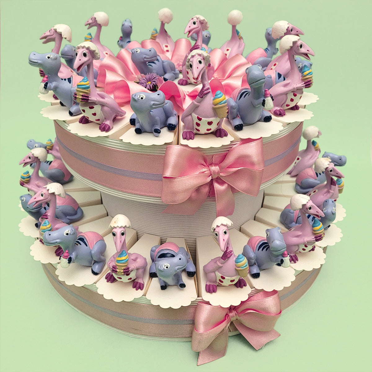 Torta bomboniera con dinosauri baby per bimba