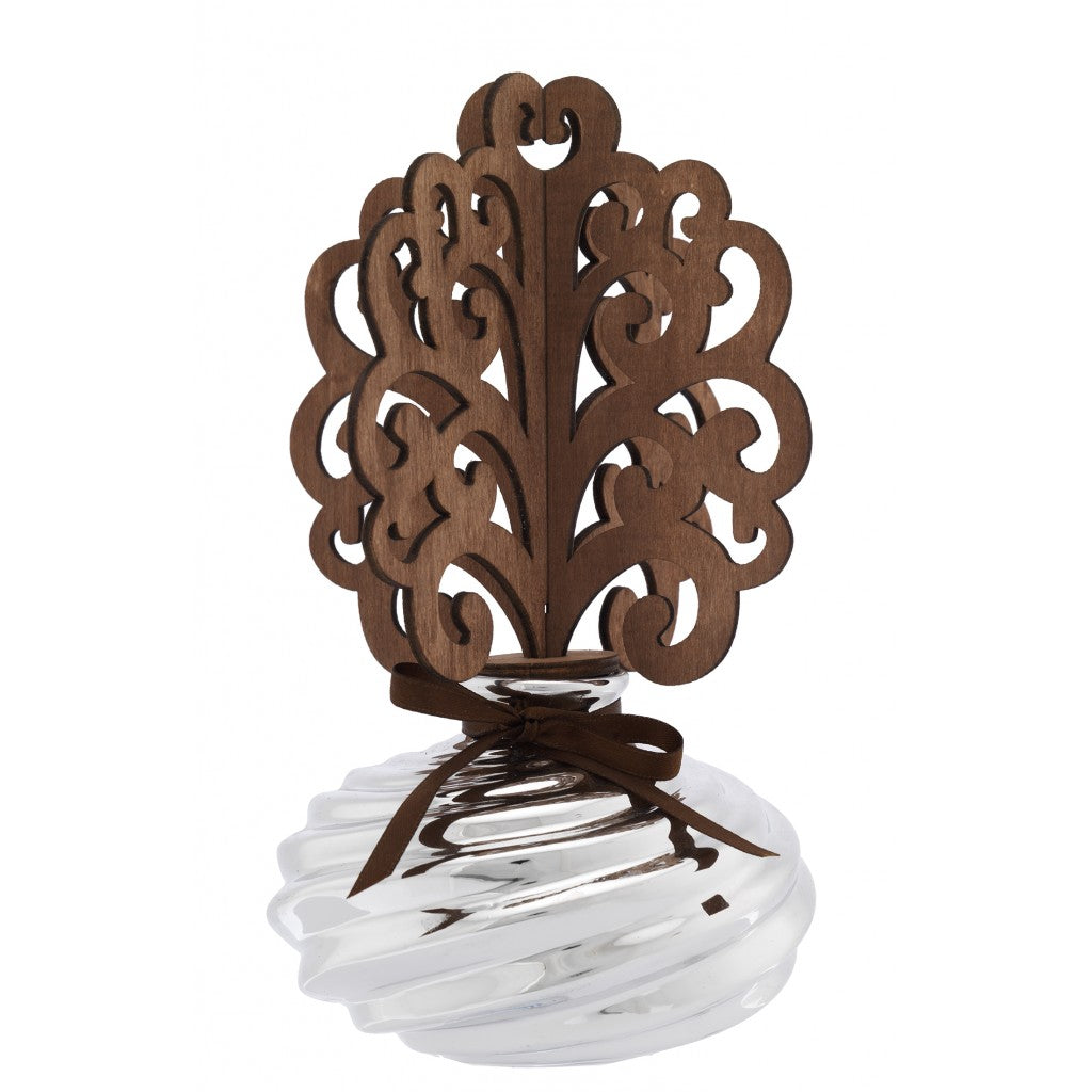 Profumatore in porcellana argentata con albero diffusore in legno